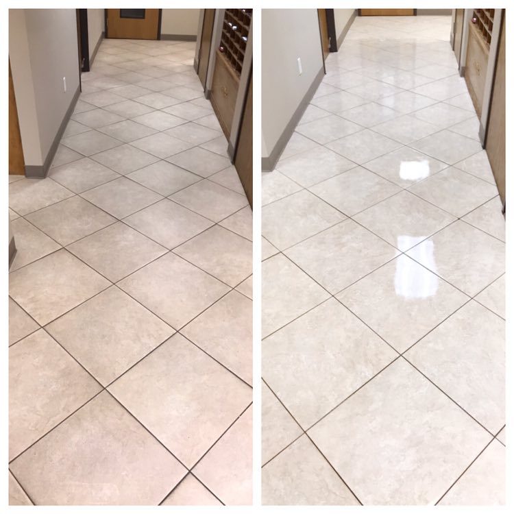 Before and after tile & grout cleaning service in Abilene, TX. Call today for a free quote!